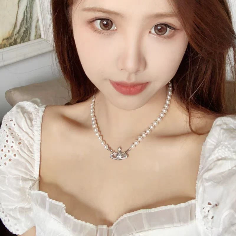 非金属仿珍珠项链 梵诺熙  X   气质土星仿珍珠项链