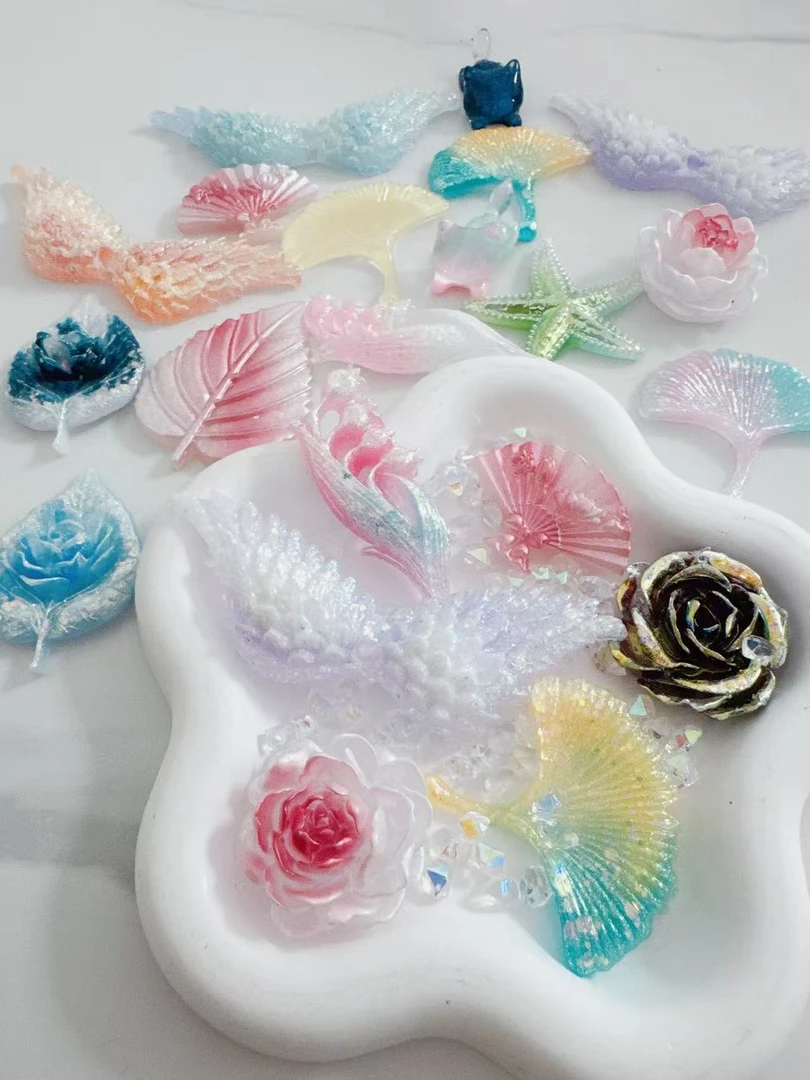 【淡雅清香】【花花+镭射小碎冰专拍】夜光花花碎冰配件diy手工
