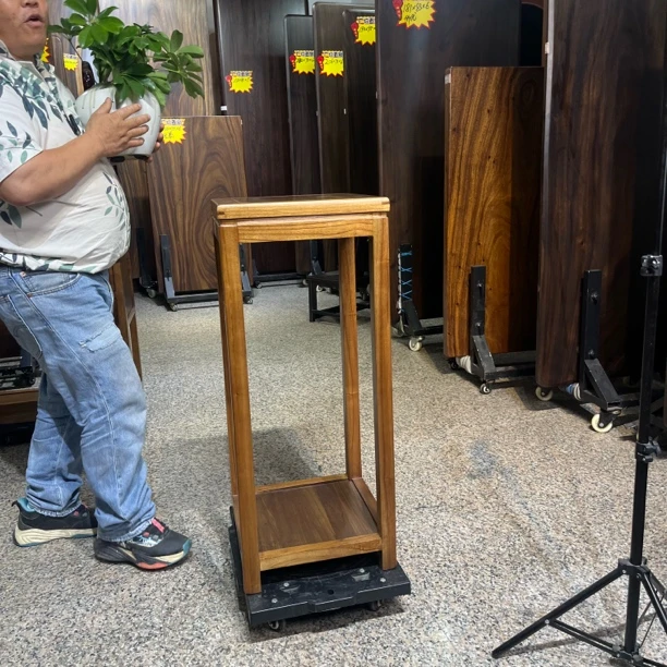 花几中式新中式南美胡桃木全实木四方落地式花架客厅阳台置物架