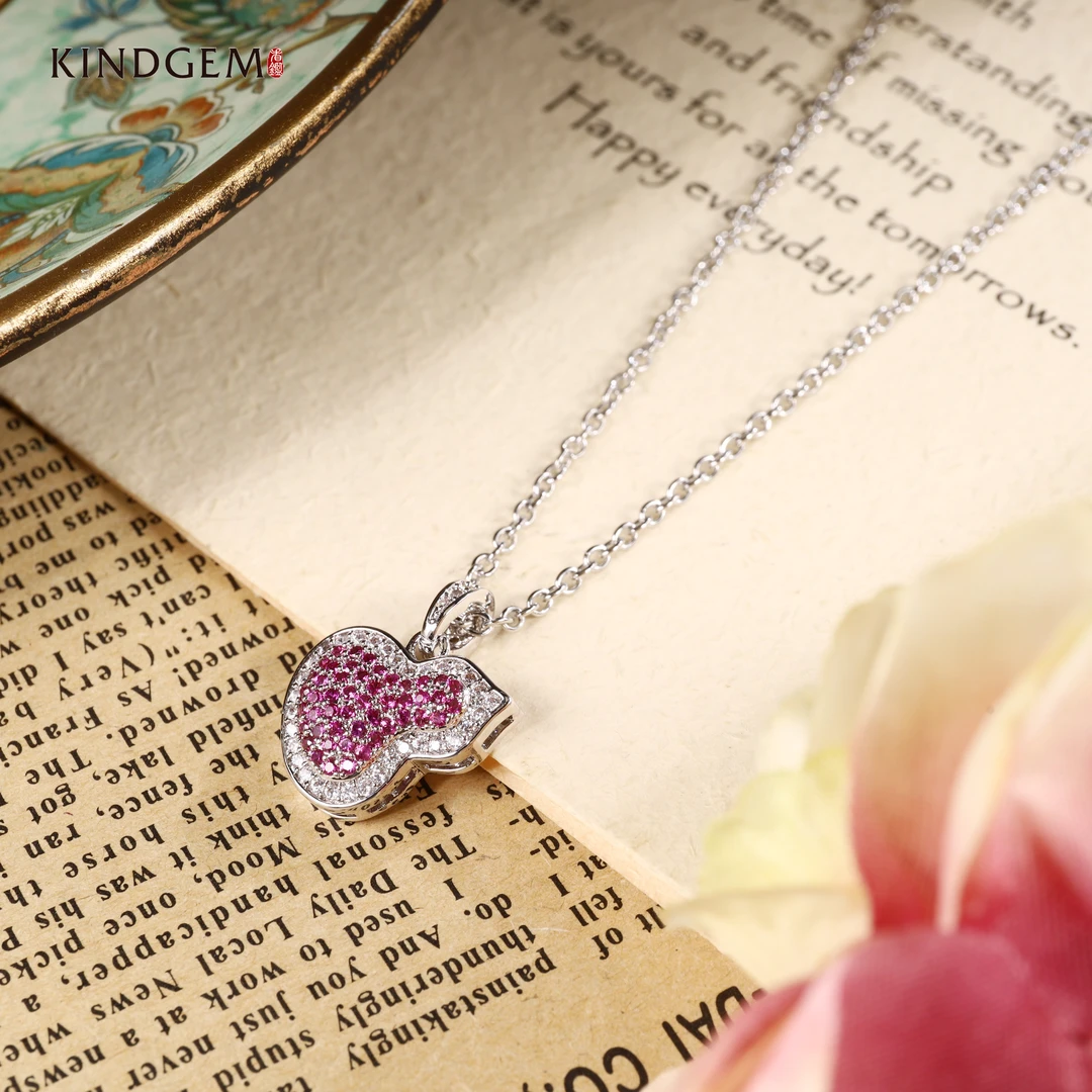 KindGem  轻奢设计款气质小众紫色葫芦坠链项链（42cm） C-29102