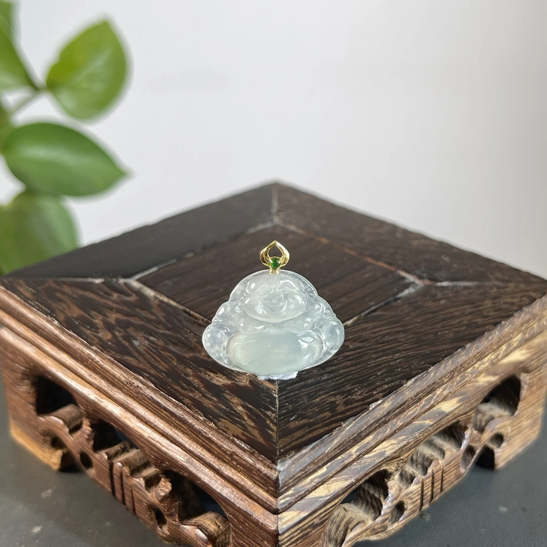 JTB10-31  天然缅甸A货翡翠  18K扣头佛公