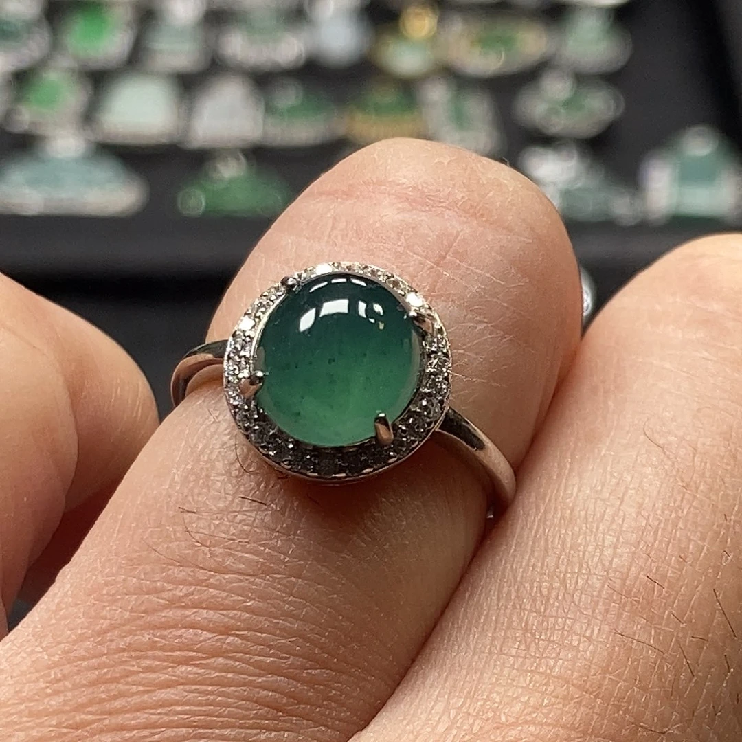 翡翠银S925镶嵌戒指