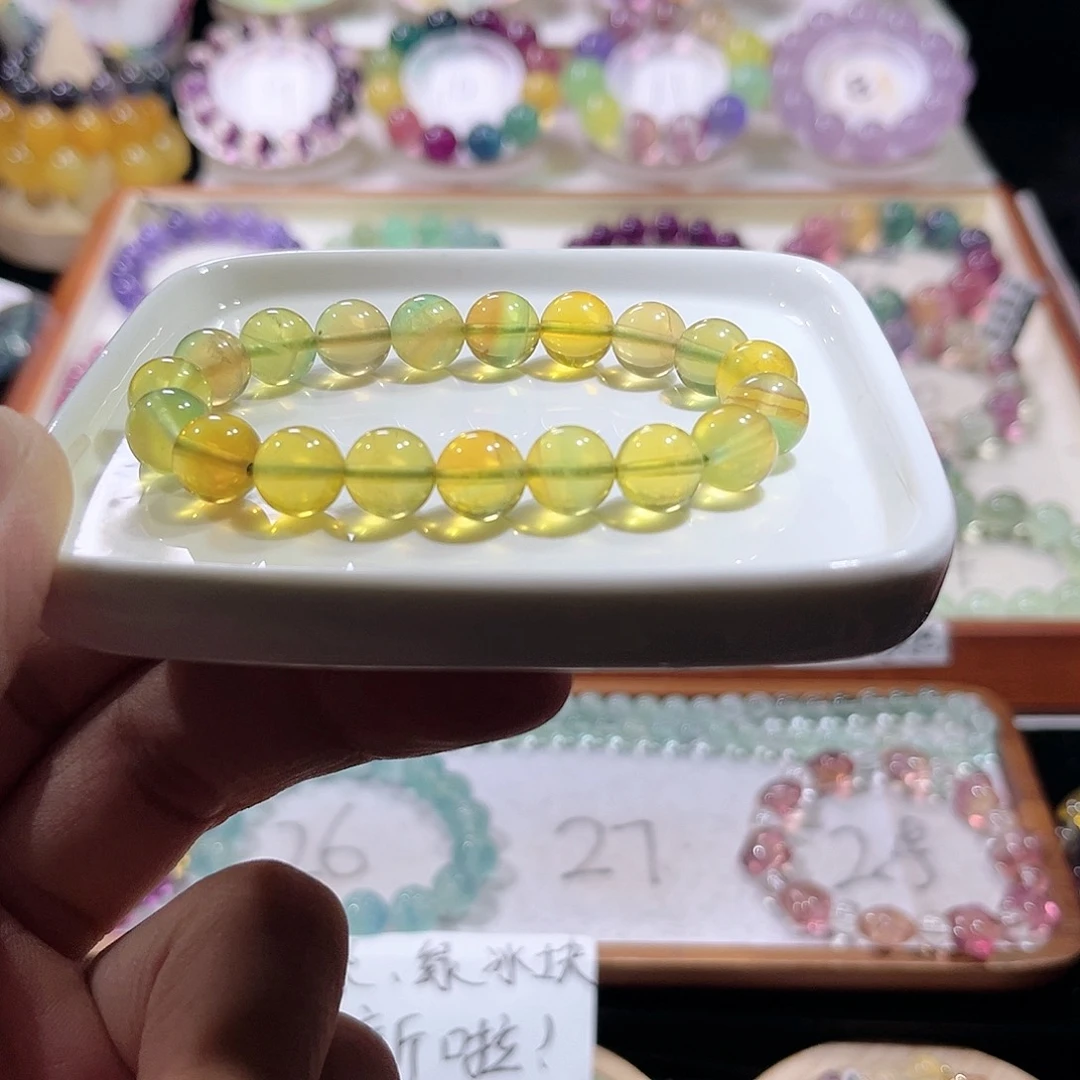 未镶嵌手链萤石荧光绿单圈10mm