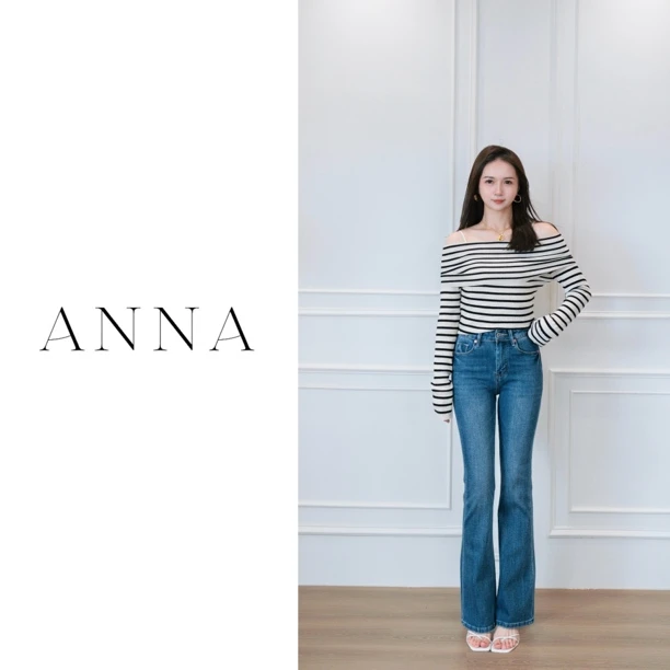 【ANNA】气质温柔感/晴山蓝显瘦微喇裤25年秋冬款小个子单裤/加绒