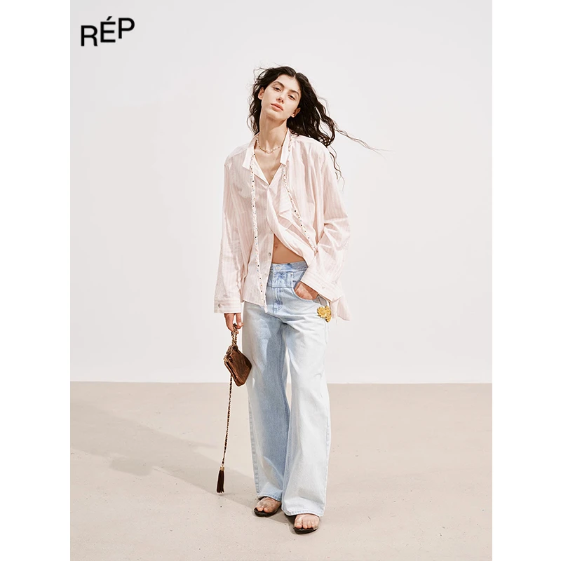 REP-MEDIUM WELL设计师品牌粉色麻花飘带两穿衬衫 25SS 春夏新品