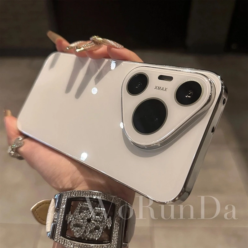 适用华为pura70/80Pro+镜头全包手机壳p70pro高级简约纯色电镀壳