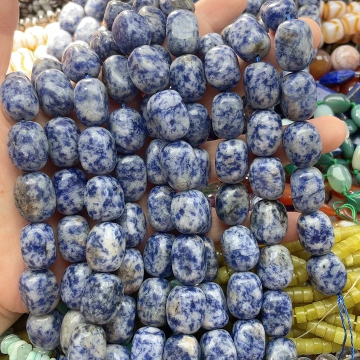 玛瑙/玉髓合金珠宝半成品一条11x18m蓝纹桶珠