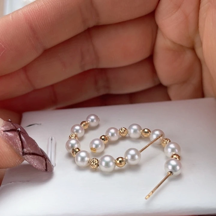 海水珍珠耳饰18K金镶嵌