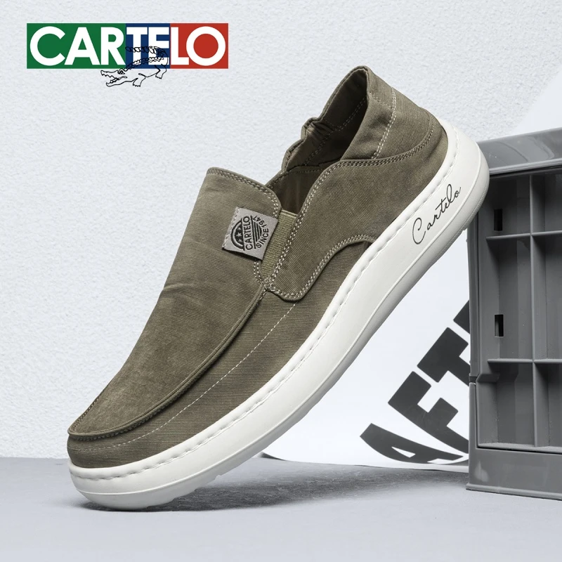 卡帝乐鳄鱼冬季新款中年透气减震一脚蹬圆头低帮布鞋增高轻便男鞋