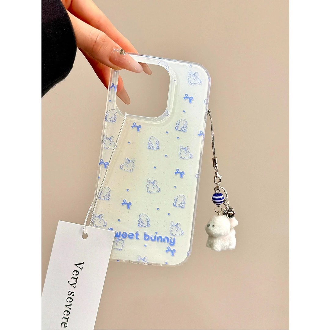 奥菲顿韩风线条兔子适用iPhone1615大孔手机壳华为vivo小米oppo套