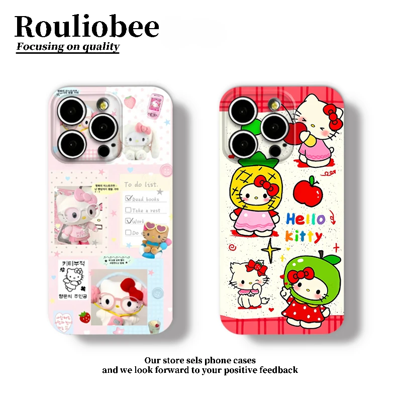萌萌水果头Kitty造型适用苹果16p手机壳iPhone15华为oppo小米vivo
