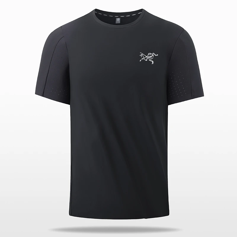 【清仓撤柜】刺绣鸟家冰感短袖t恤男士运动圆领弹力冰丝无痕速干衣