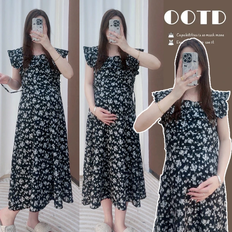 清！孕妇连衣裙碎花显瘦气质时尚夏季法式中长款