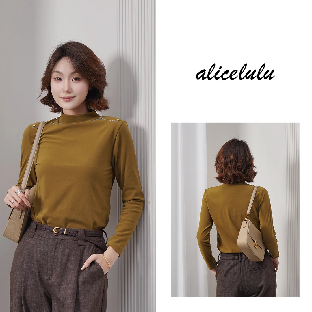 2alicelulu 搭配魔法.优雅显瘦重工烫钻打底衫 S1035665T