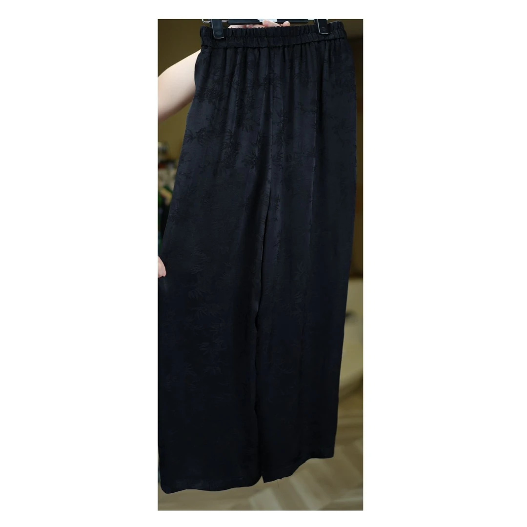 雏菊《非遗美学》1159复古提花花萝休闲阔腿裤