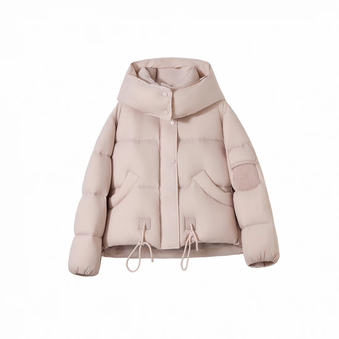 新款冬季高级感软糯休闲时尚抽绳短款羽绒服