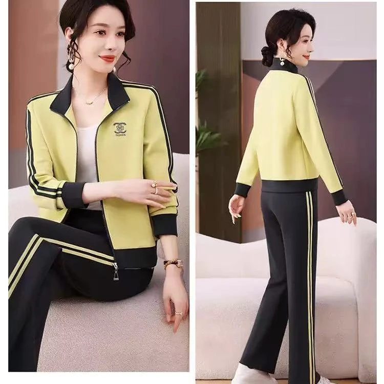 嘉莉丹-88021#秋季女士立领运动套装新款休闲外套搭配时尚长裤