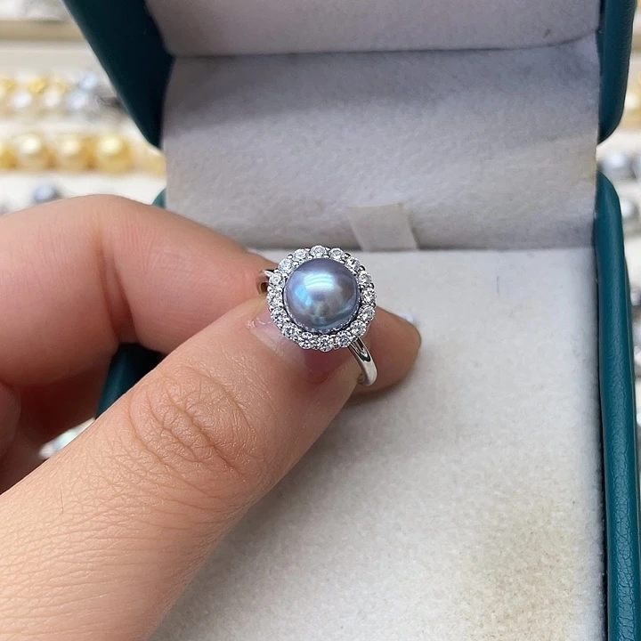 海水珍珠戒指银S925镶嵌