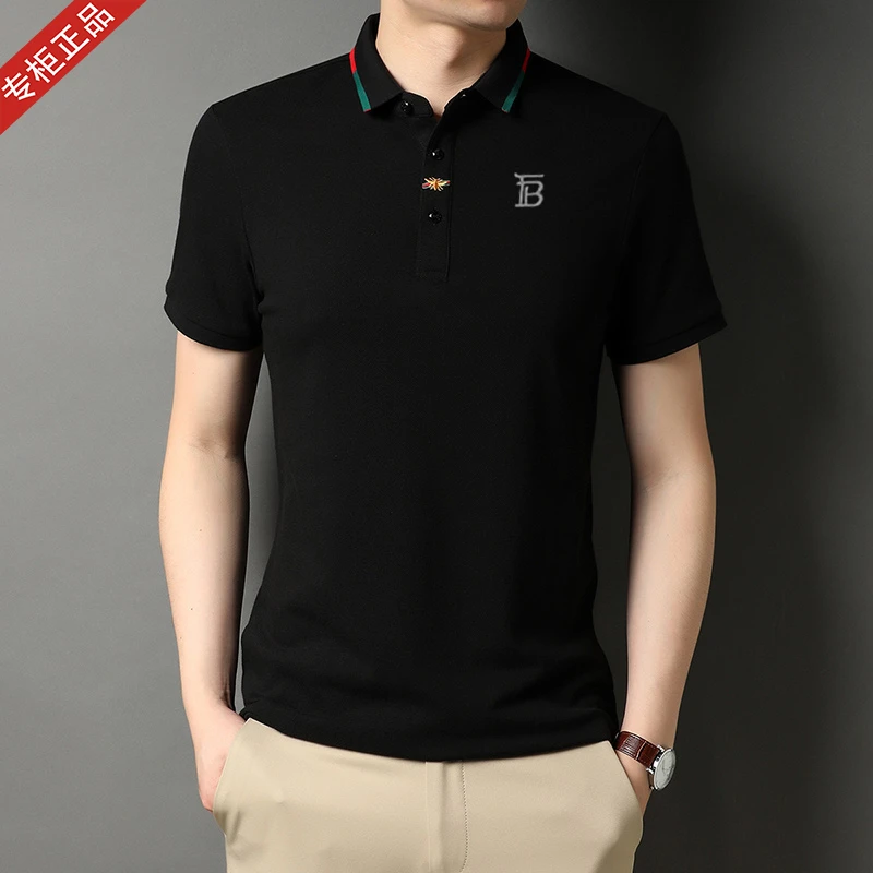 夏季英伦新款05年商务T恤男中年宽松翻领半袖时尚休闲纯棉POLO衫