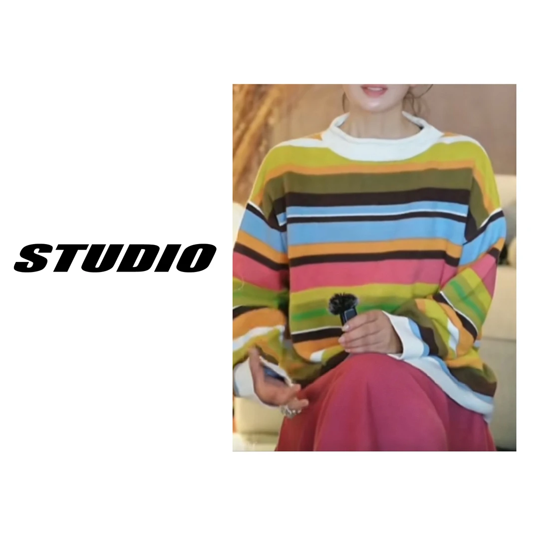 七彩大毛衣 套头衫针织1oo绵羊毛秋冬