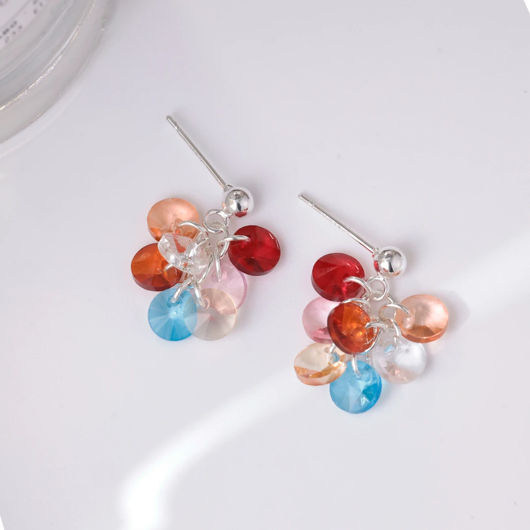 铜合金玻璃耳饰 「多巴胺糖果」超仙耳钉 少女精致可爱气质百搭耳环