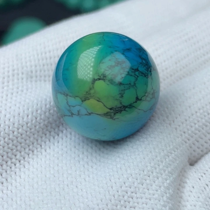 高瓷三彩20mm铁线圆珠