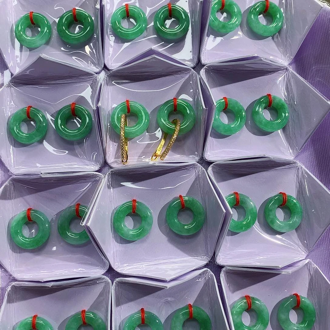 银S925镶嵌翡翠耳饰多样性发货一对