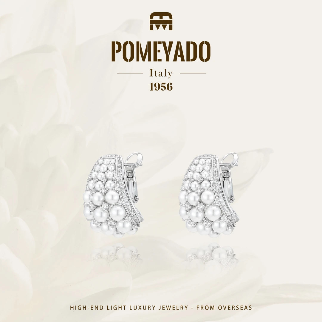 【繁星闪】Pomeyado秋冬优雅满镶珠珠耳拍F5702