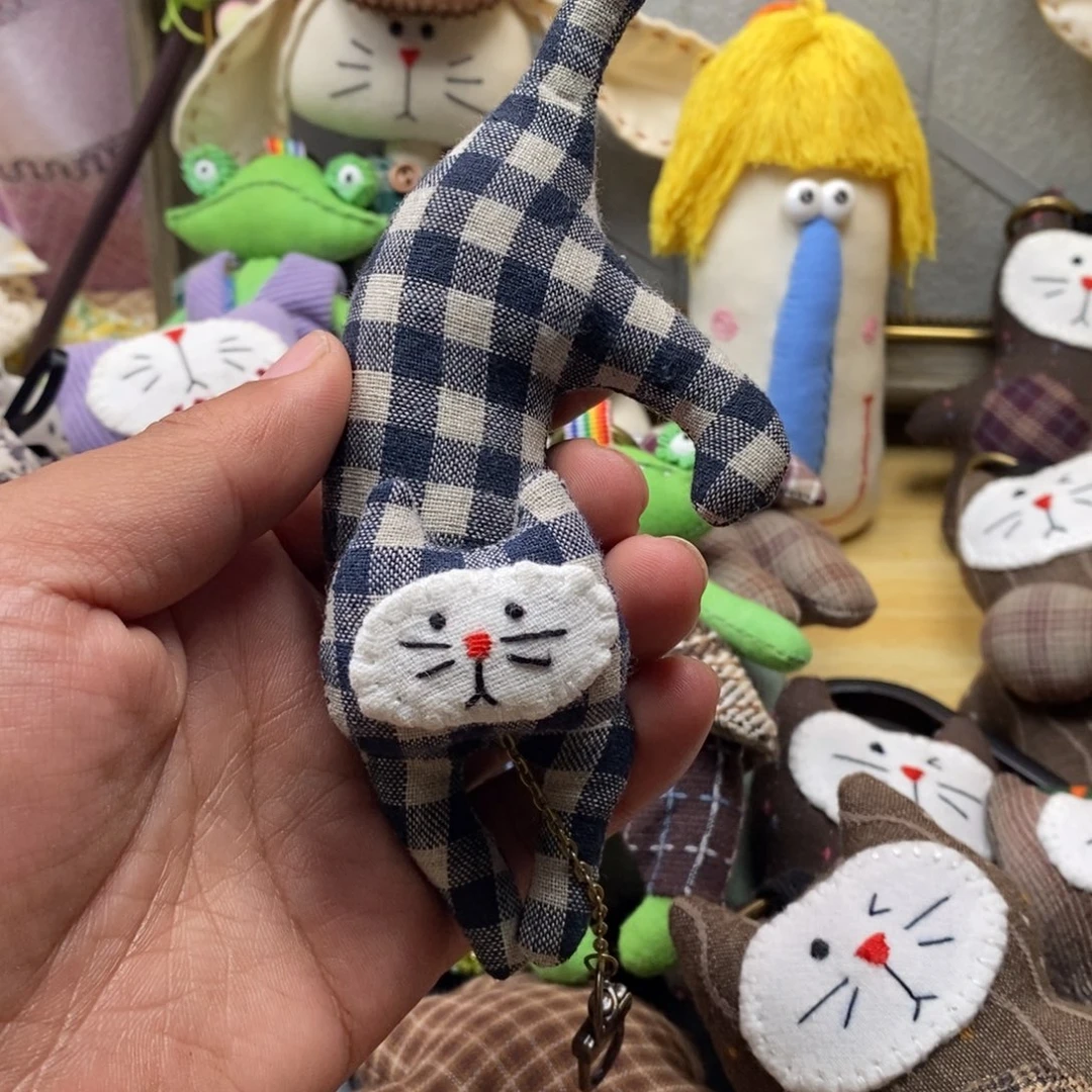 棉亚麻小猫挂件的