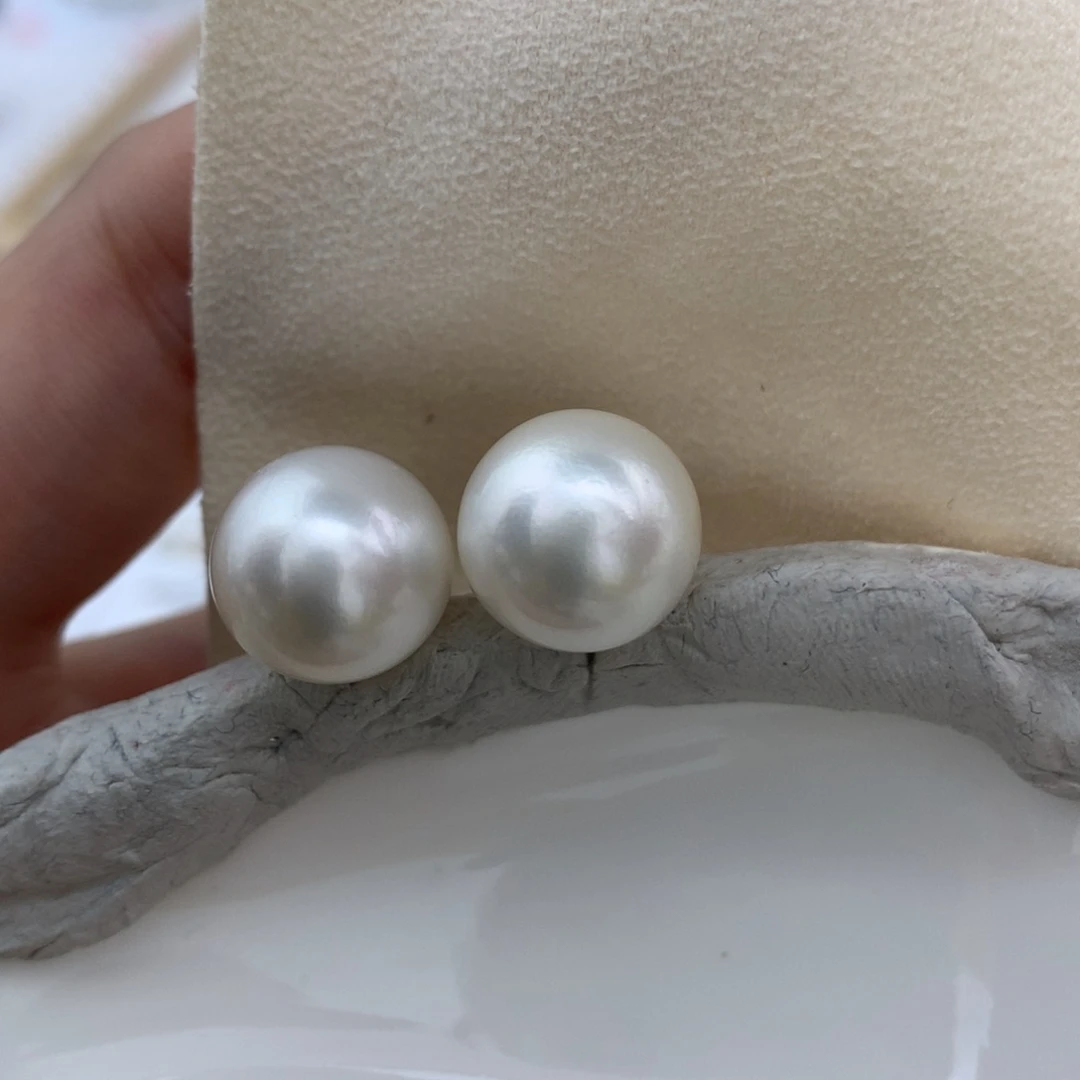 未镶嵌耳饰海水珍珠澳白圆珠12