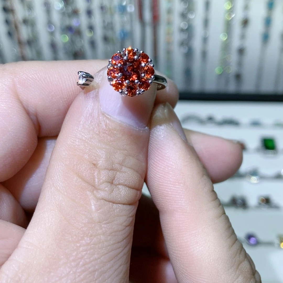 绿水晶戒指银S925镶嵌