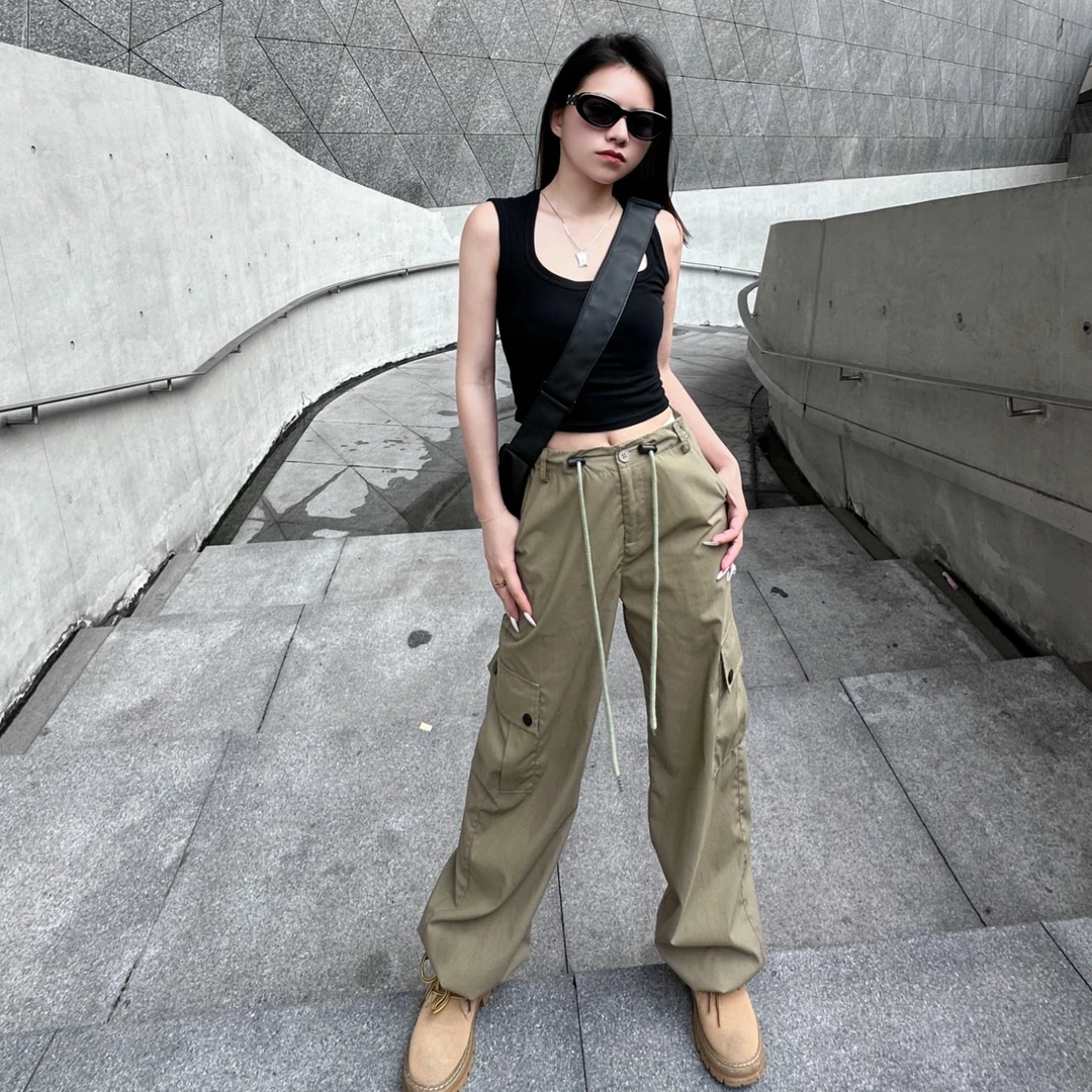 【KNJ】145小个子定制休闲夏季薄款高腰显瘦直筒复古风工装裤