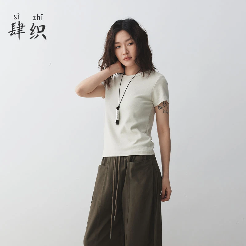 半袖t恤修身短袖女内搭美式衣服显瘦微胖半袖u圆领夏短款上衣女