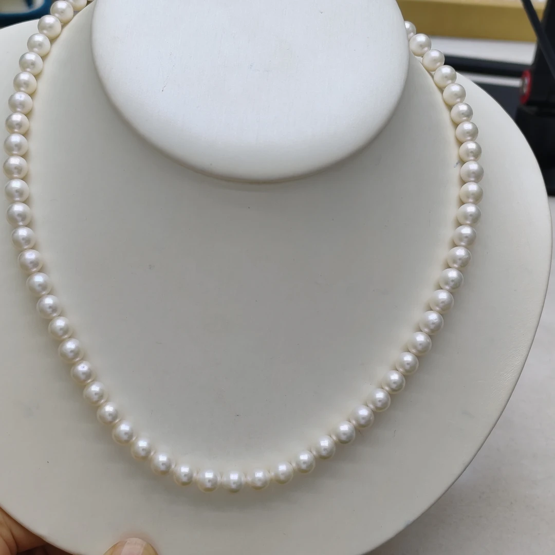 【梦泪】天然淡水珍珠项链正圆极强光微瑕6-7mm高级感轻奢小众