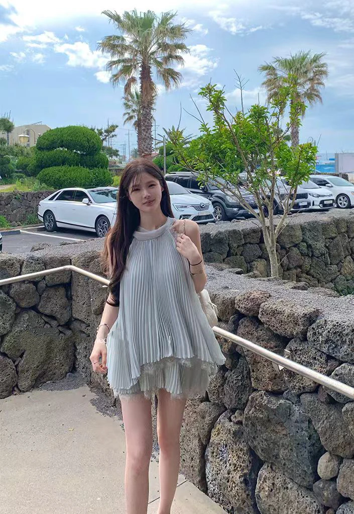 【8018】美#无袖上衣+裤裙【套装】