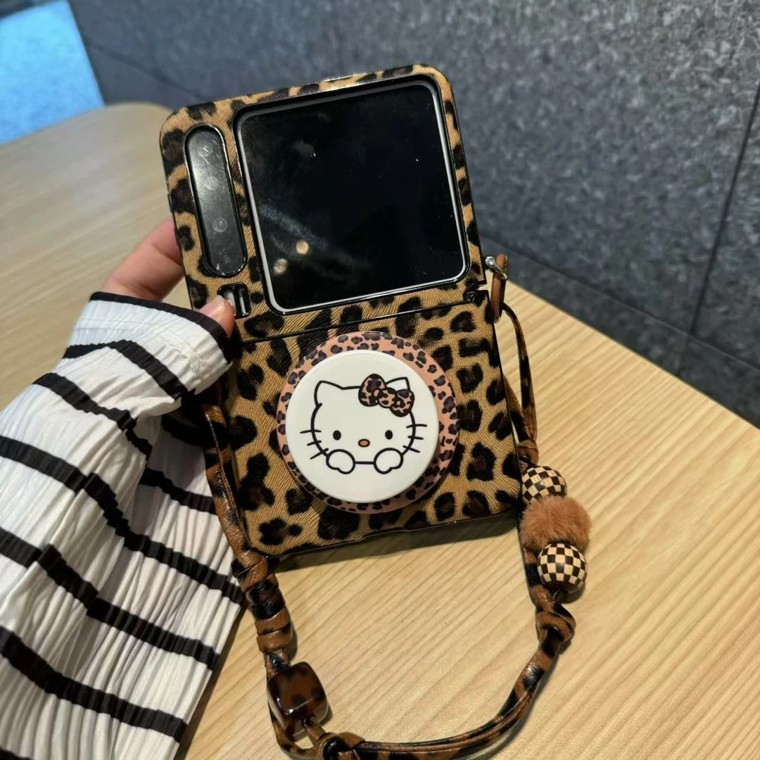 猫咪磁吸支架适用华为purax折叠手机壳棕豹纹全包中轴pocket2硬壳