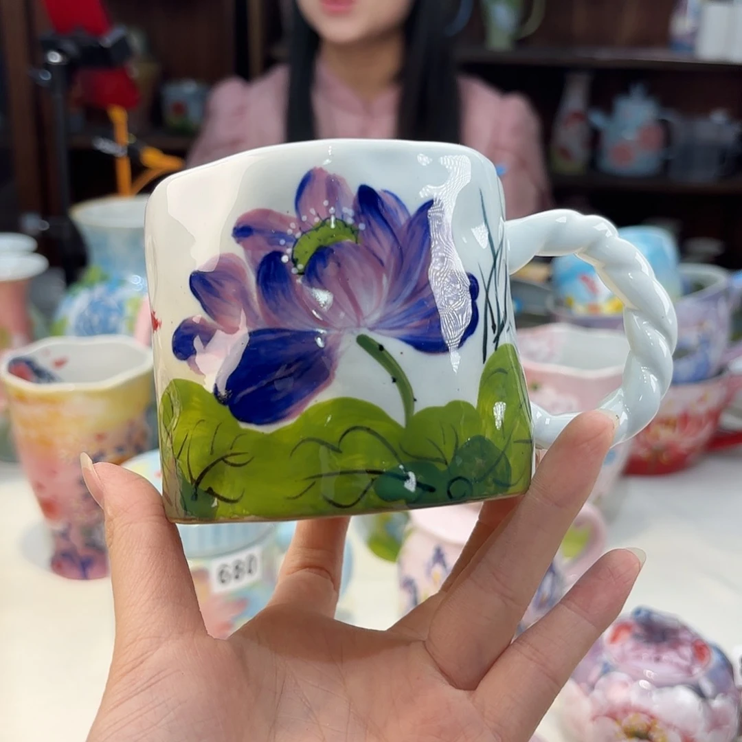 瓷片景德镇手绘高温釉下彩陶瓷茶具