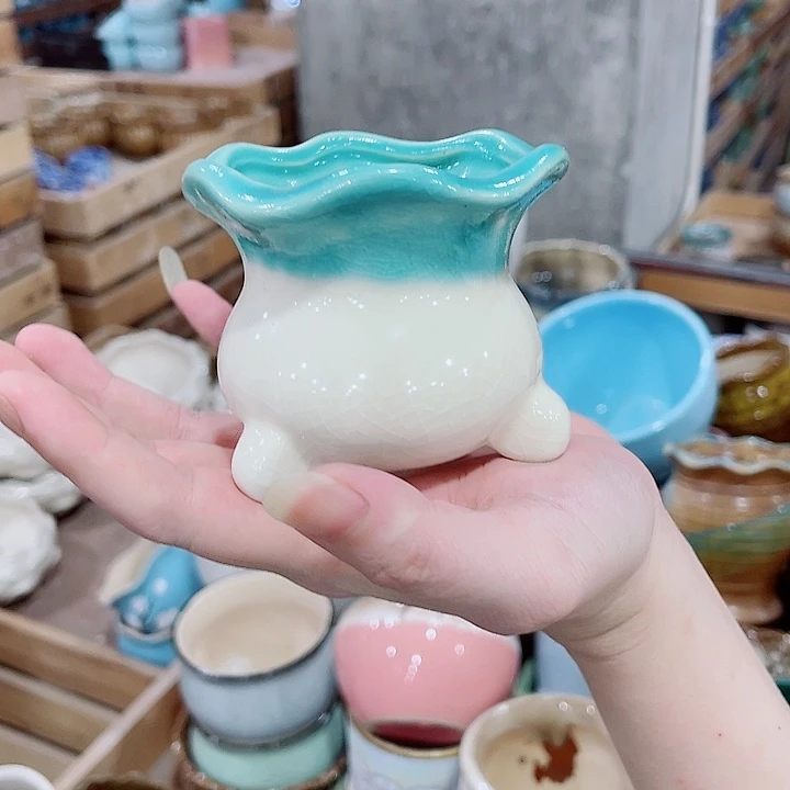 有孔，凑10元包邮陶瓷花盆发货！
