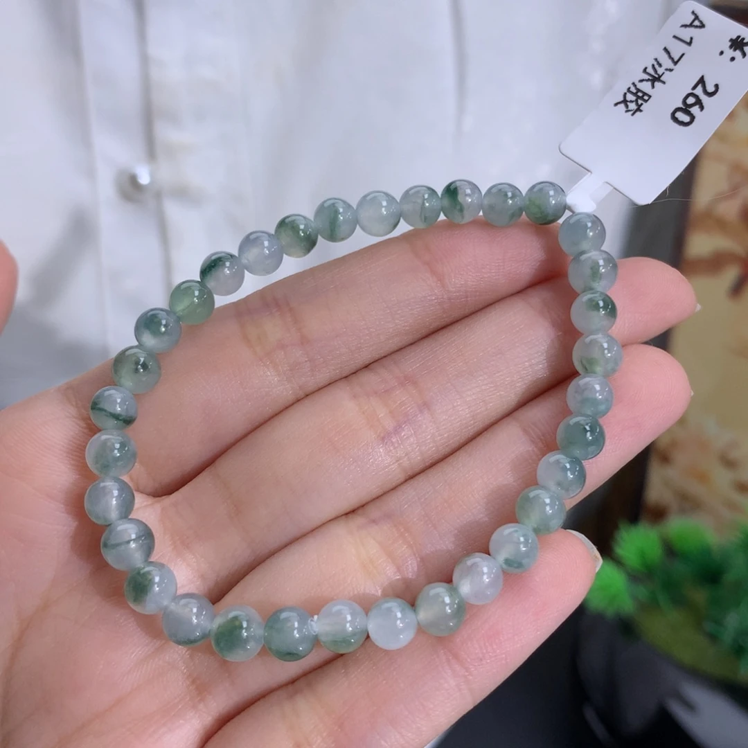 鲜****未镶嵌手串翡翠卡5.5冰飘花