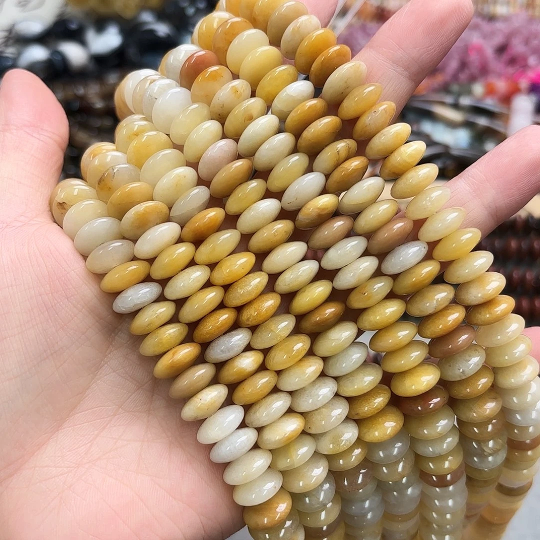 玛瑙/玉髓未镶嵌珠宝半成品卡12米黄玉大算盘一条