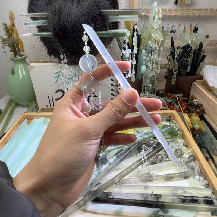 蛇纹石玉发饰未镶嵌i*7