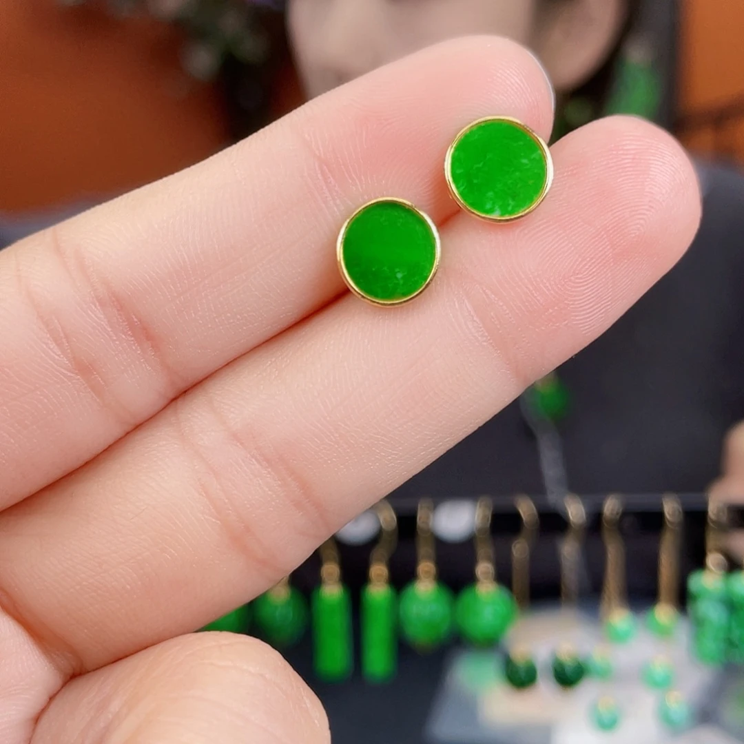 翡翠银S925镶嵌耳饰