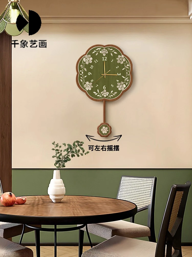 法式中古风客厅挂钟创意简约复古时钟挂墙电视背景墙装饰摆锤钟表