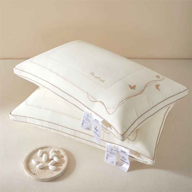 香港家纺新款滋养肌肤蚕丝枕家用枕头枕芯深睡眠凉感丝冰护颈