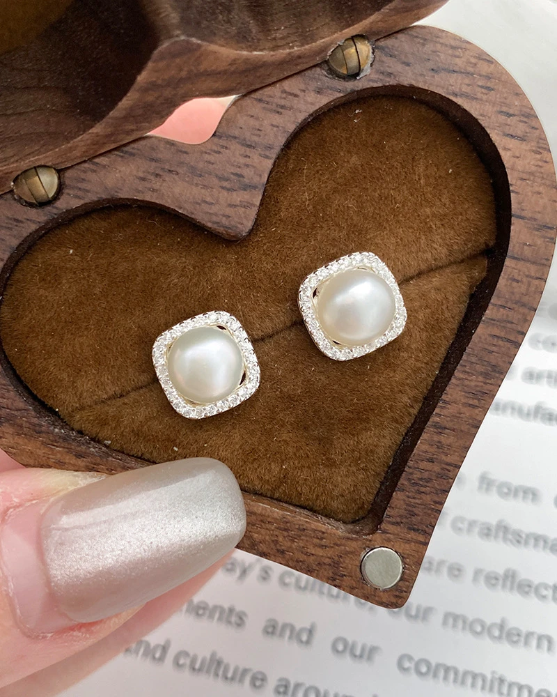 足银999淡水珍珠耳钉轻奢时尚养耳洞耳环2025新款爆款高级感耳饰