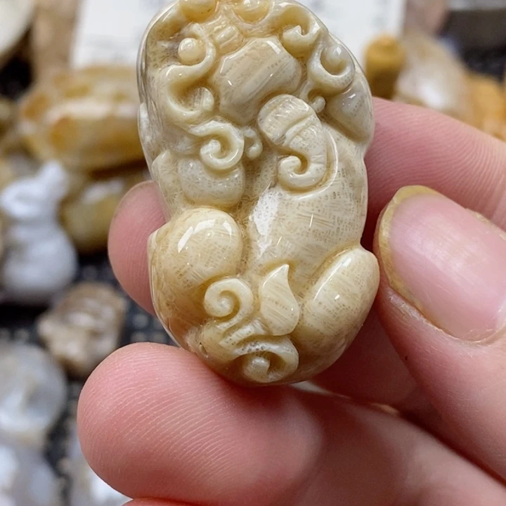 颈饰未镶嵌硅化珊瑚（珊瑚玉）有瑕 小