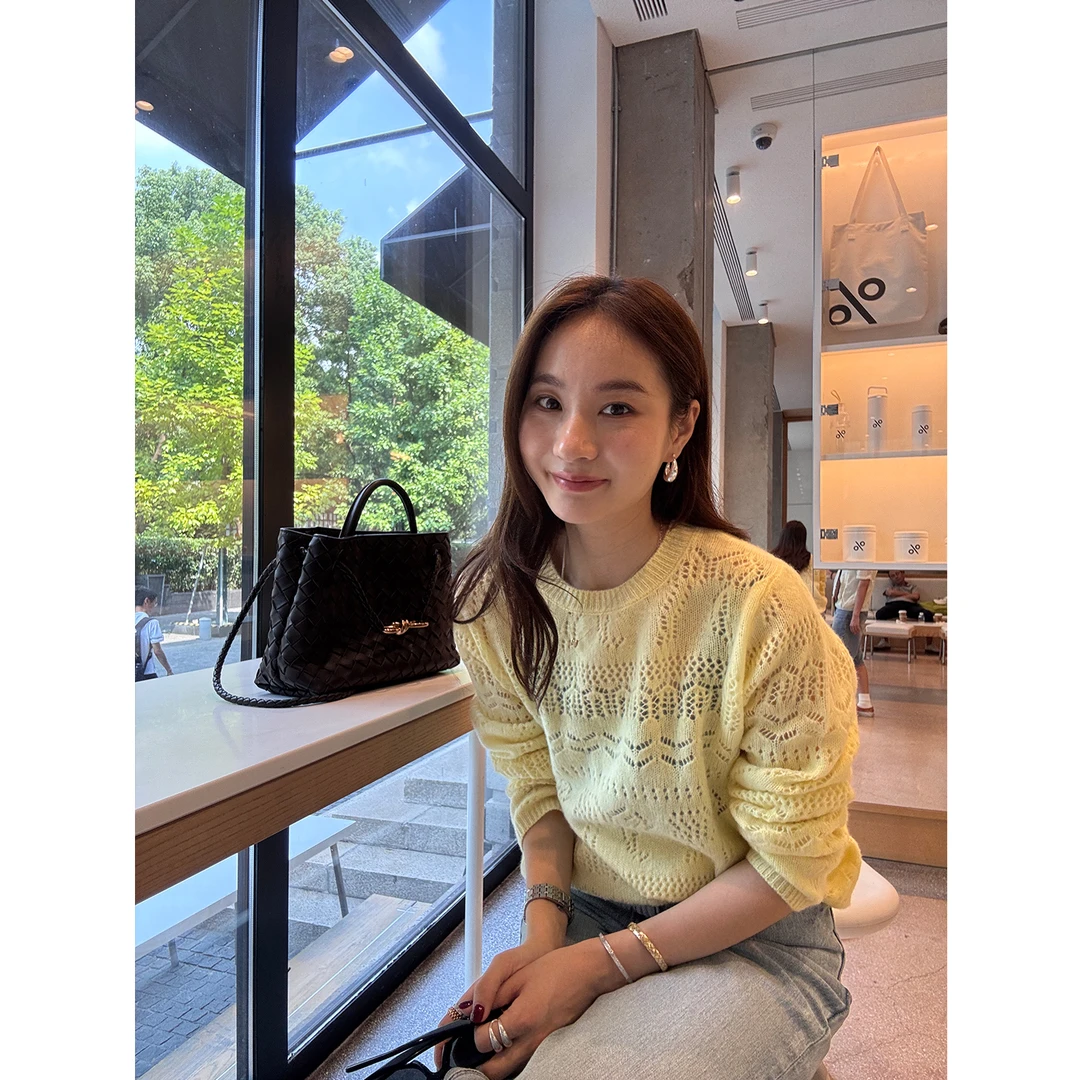 KEEP KAPU靠谱【半熟芝士】100羊毛重工挑空花型拉毛毛衣KP253422