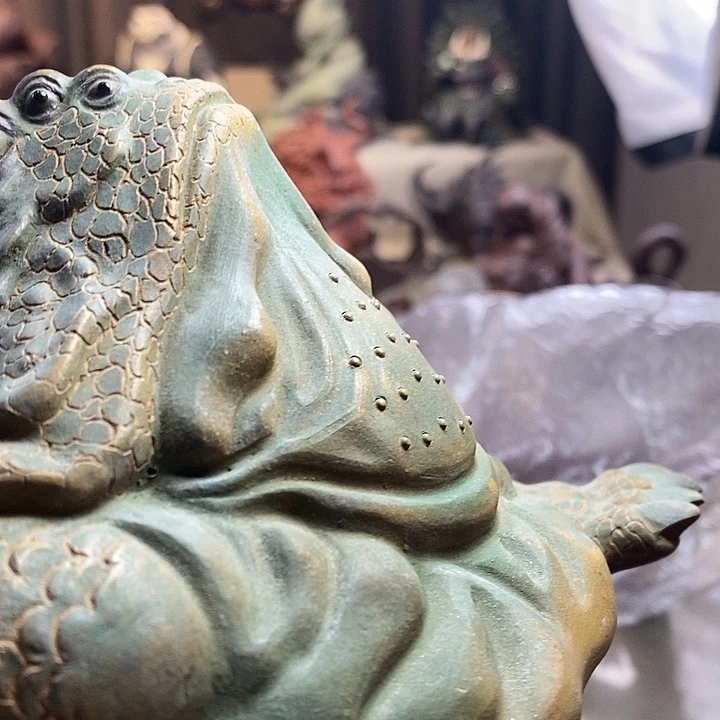 方***圆泥塑紫砂金蟾茶宠微瑕
