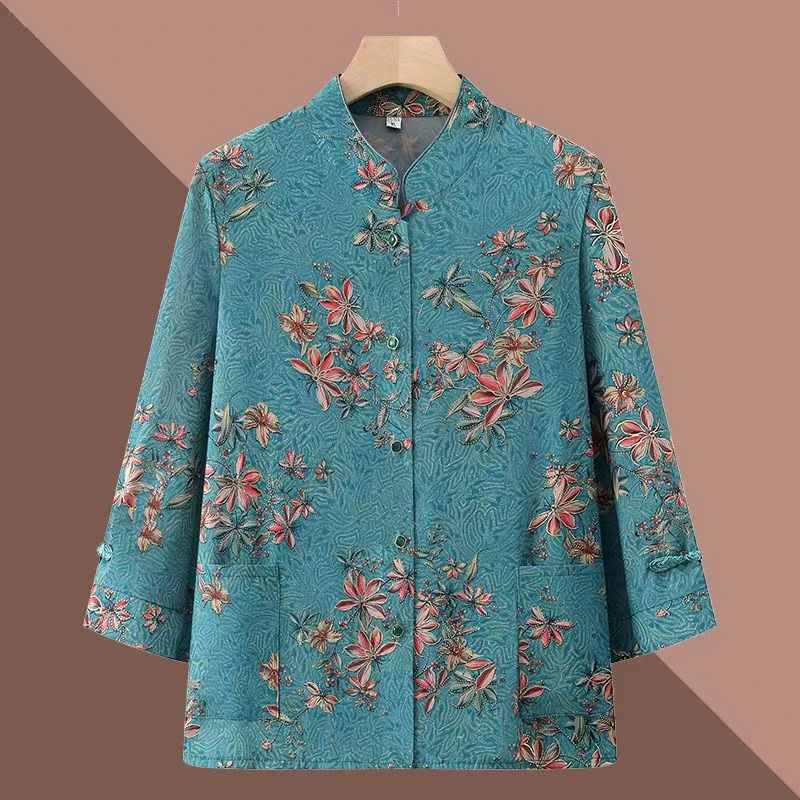 9084-妈妈夏装新款衬衫女七分袖开衫夏季薄款上衣【C20-4-2】