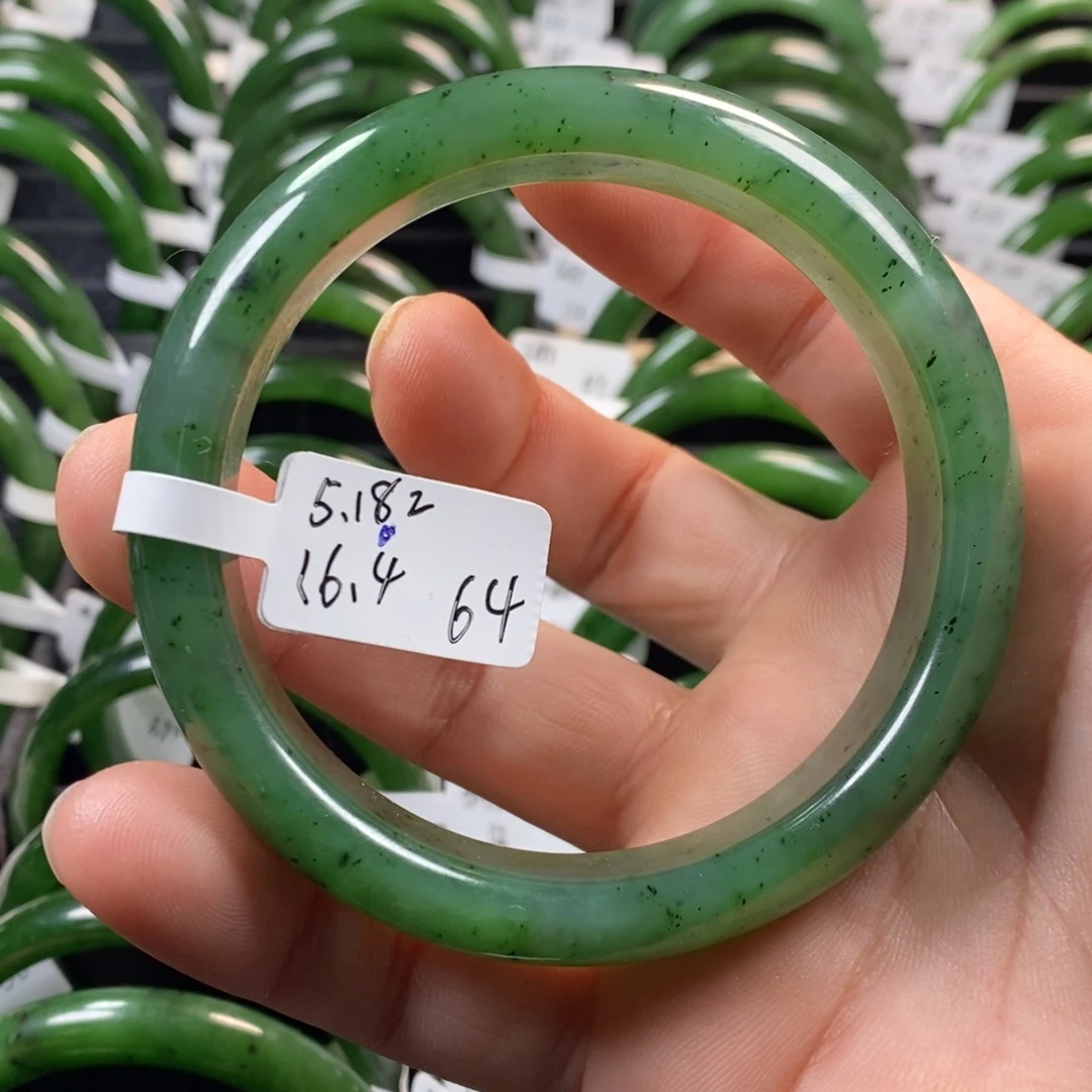 和田玉（碧玉）未镶嵌手镯64宽版微瑕